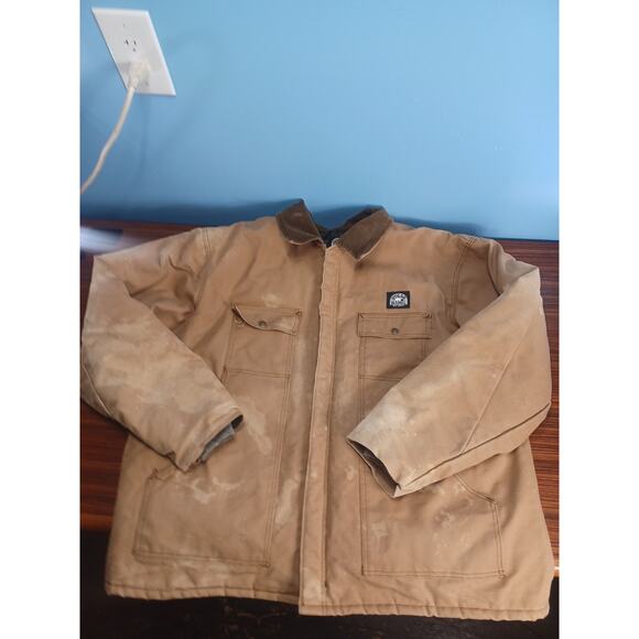 VTG Polar King Duck Canvas Work Jacket Brown Quilted Talon Zip USA Faded 3XL - Picture 13 of 16